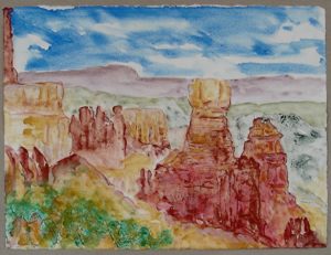 Bryce Canyon, natural mineral pigments , casein, paper