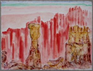 Bryce Canyon, natural mineral pigments , casein, paper