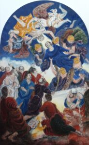 Tintoretto transcription, The Assumption of the Virgin Mary. 1990-1998. Natural mineral pigments in oil on canvas.