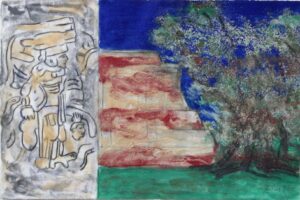Chichén Itzá No. 2, Mayan archelogical site. Study on arches paper with natural mineral pigments in casein distemper.