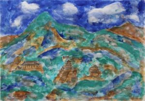 Chromatic Landscape, Seoul, South Korea, natural mineral pigments in casein and hide glue on paper.