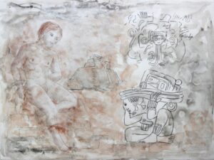 Slavery Across Cultures, silver point, red and black chalk, paper