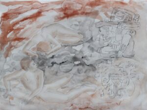 Slavery Across Cultures No.2, silver point, red and black chalk, Chinese ink on gessoed arches paper